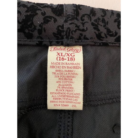 Faded Glory Black Damask Patterned Stretch Pants XL 16-18 - Picture 3 of 9